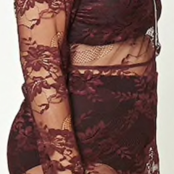 Deep Eggplant Sheer Lace Maxi - Picture 4 of 5
